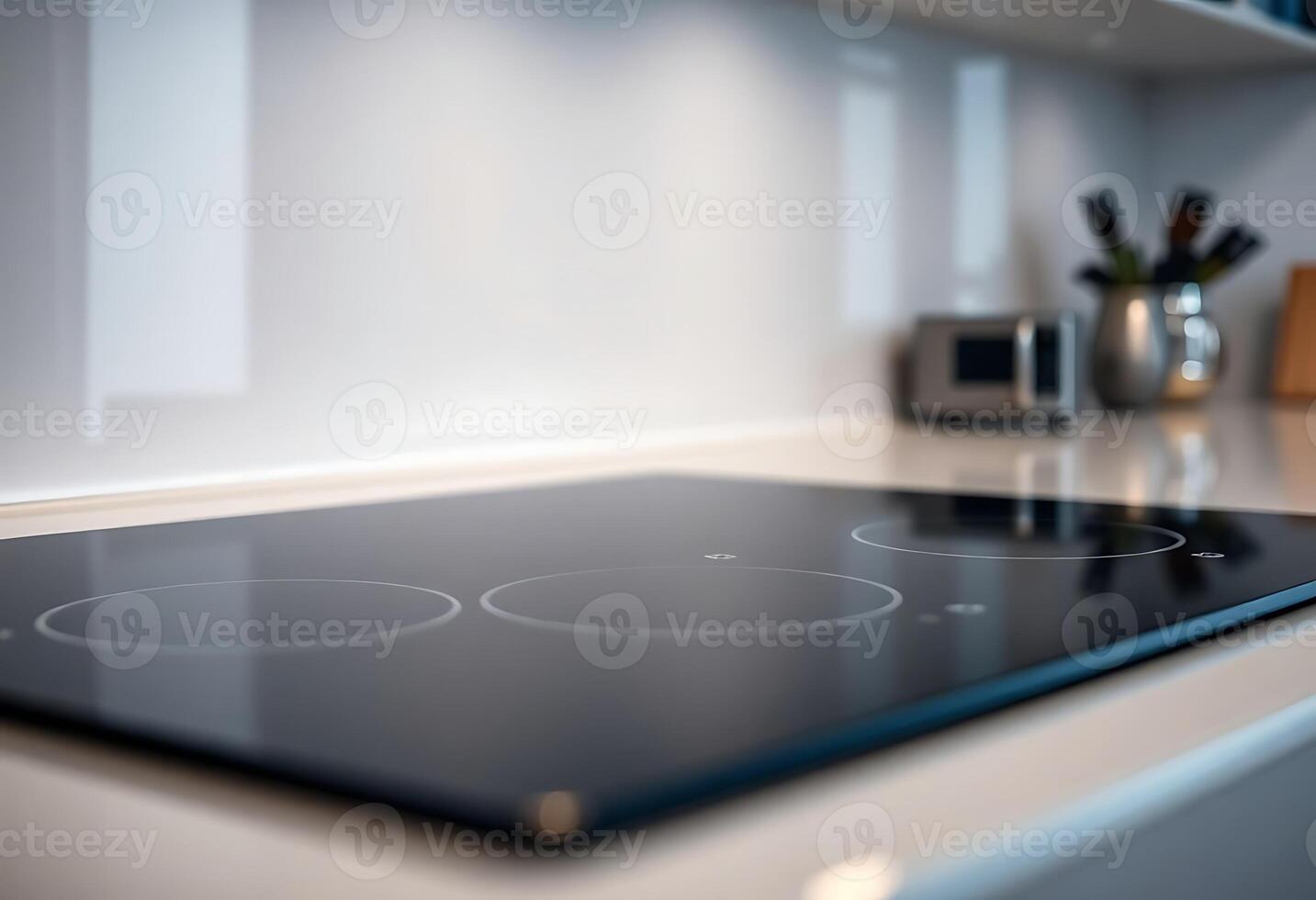 black stove top sitting on top of a counter photo