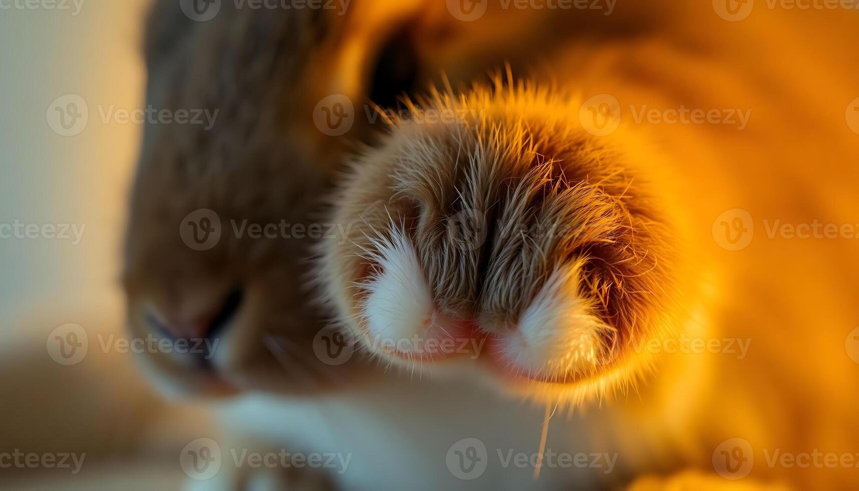 close up of a cat's face and paw photo