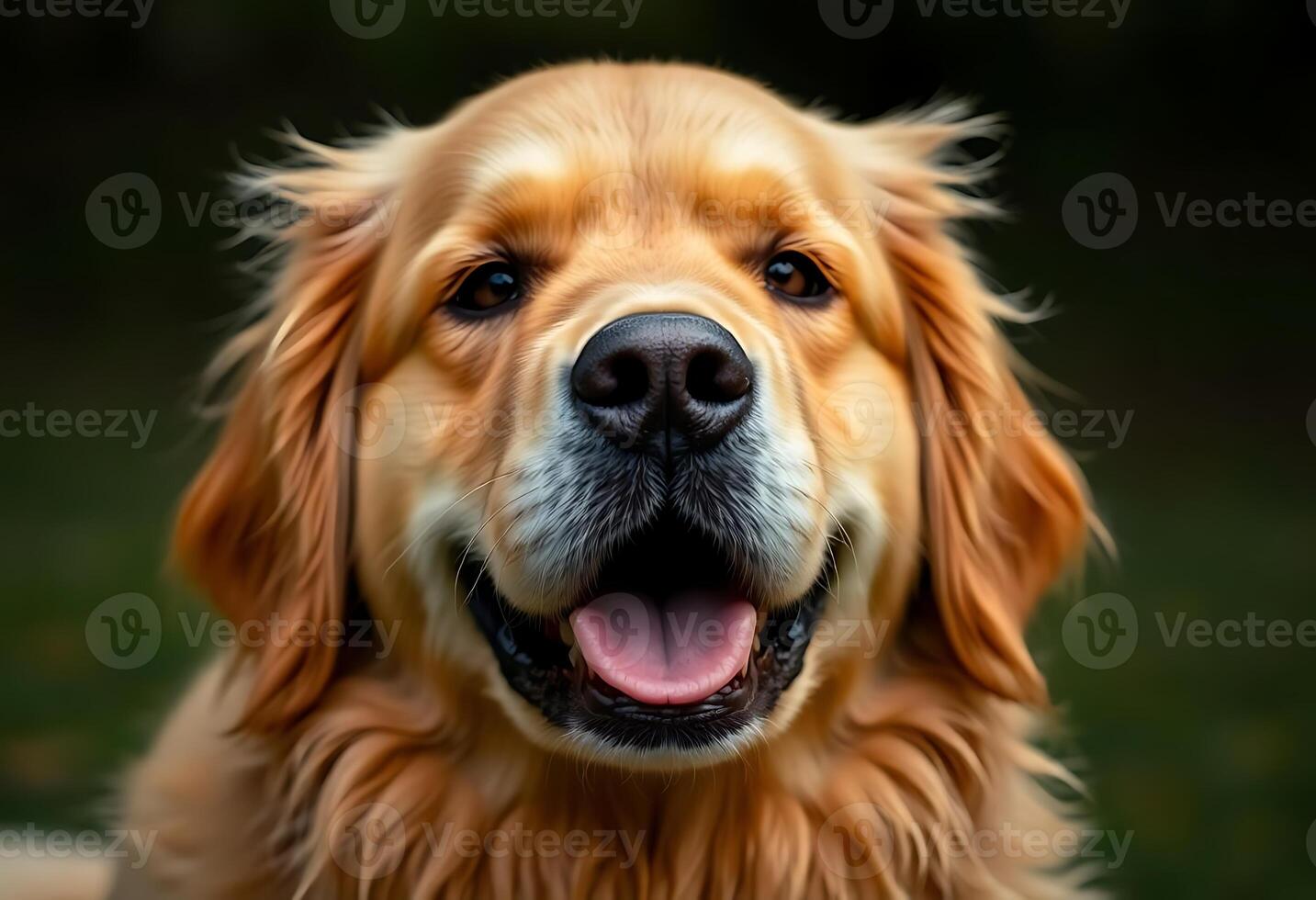 close up of a dog's face with grass in the background photo