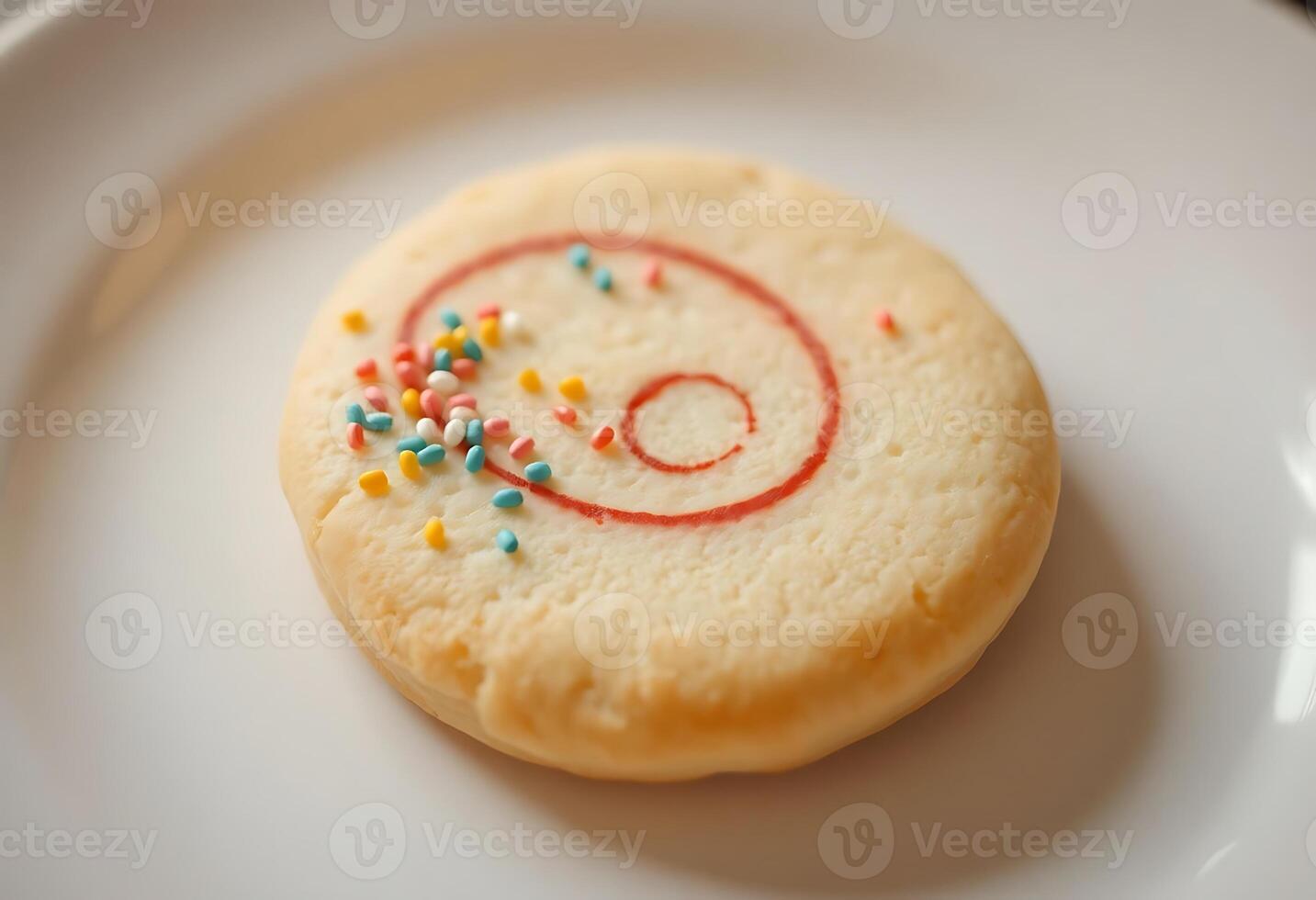 cookie with sprinkles on a white plate photo