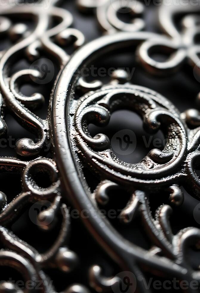 close up of a metal object with filigrees photo