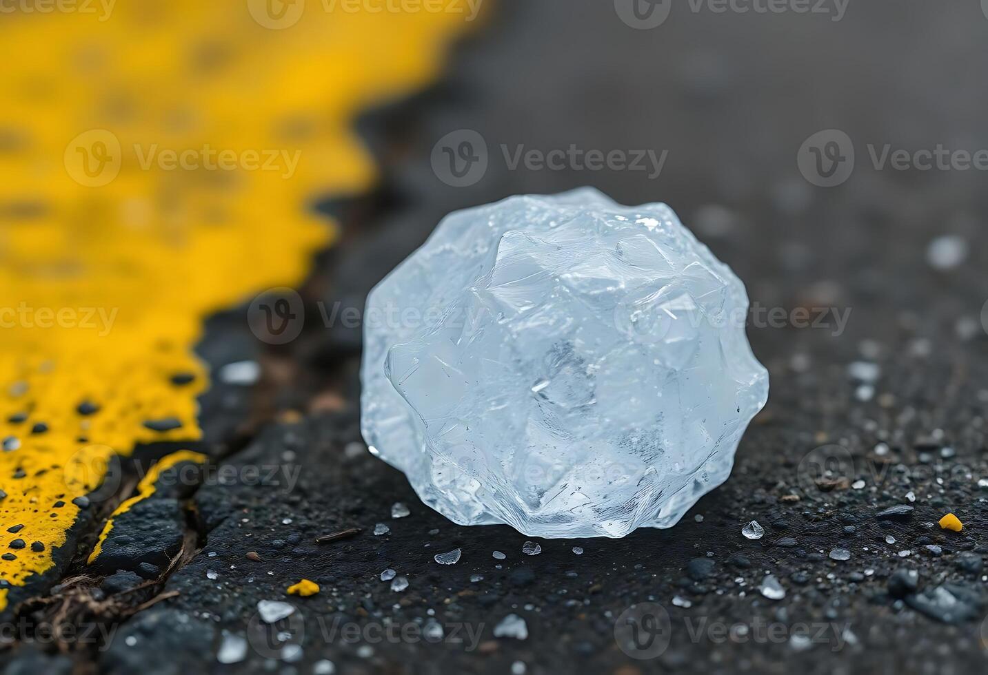 piece of ice sitting on the side of a road photo