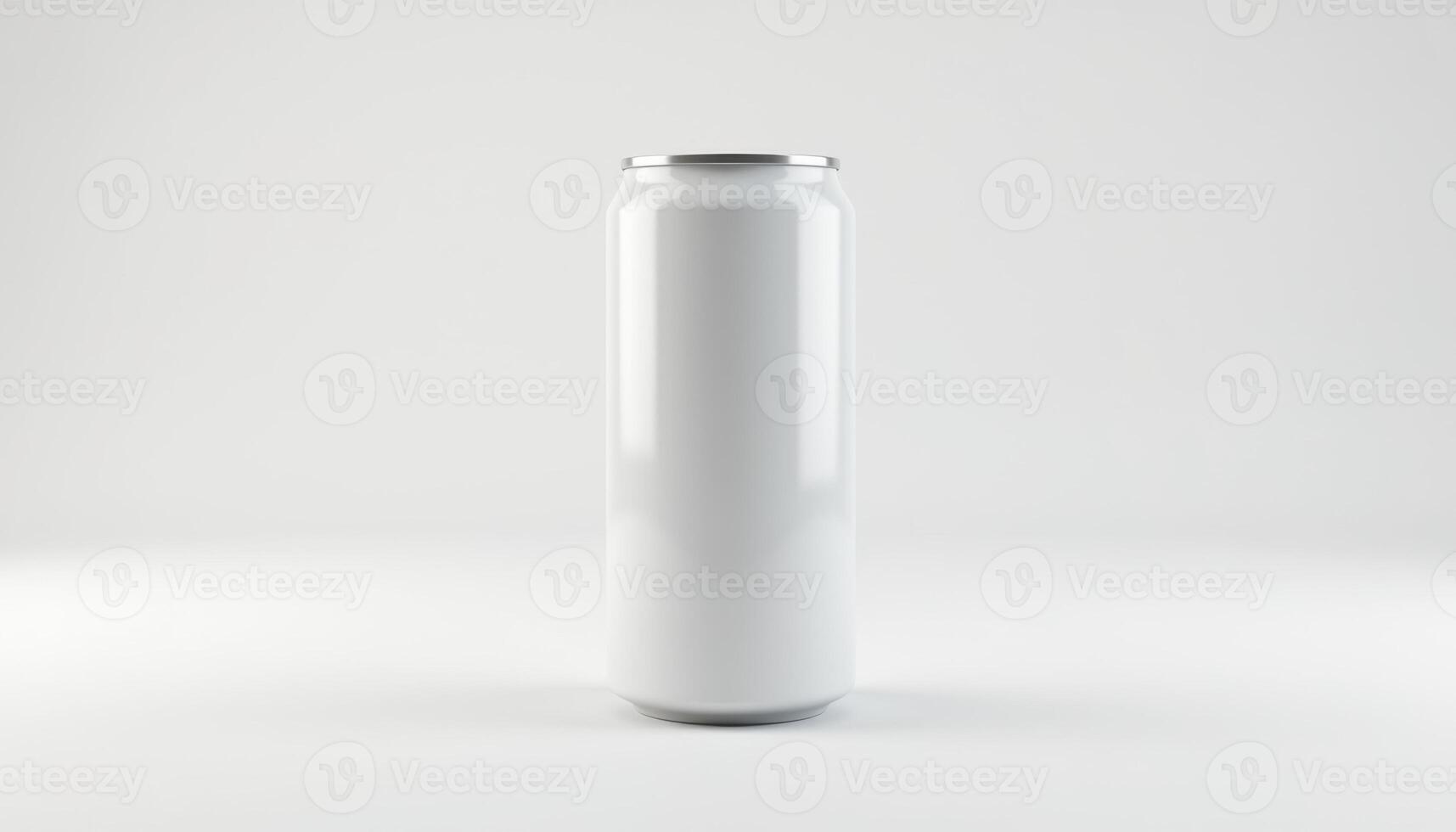 Modern White Soda or Beverage Can on Minimalist Background photo
