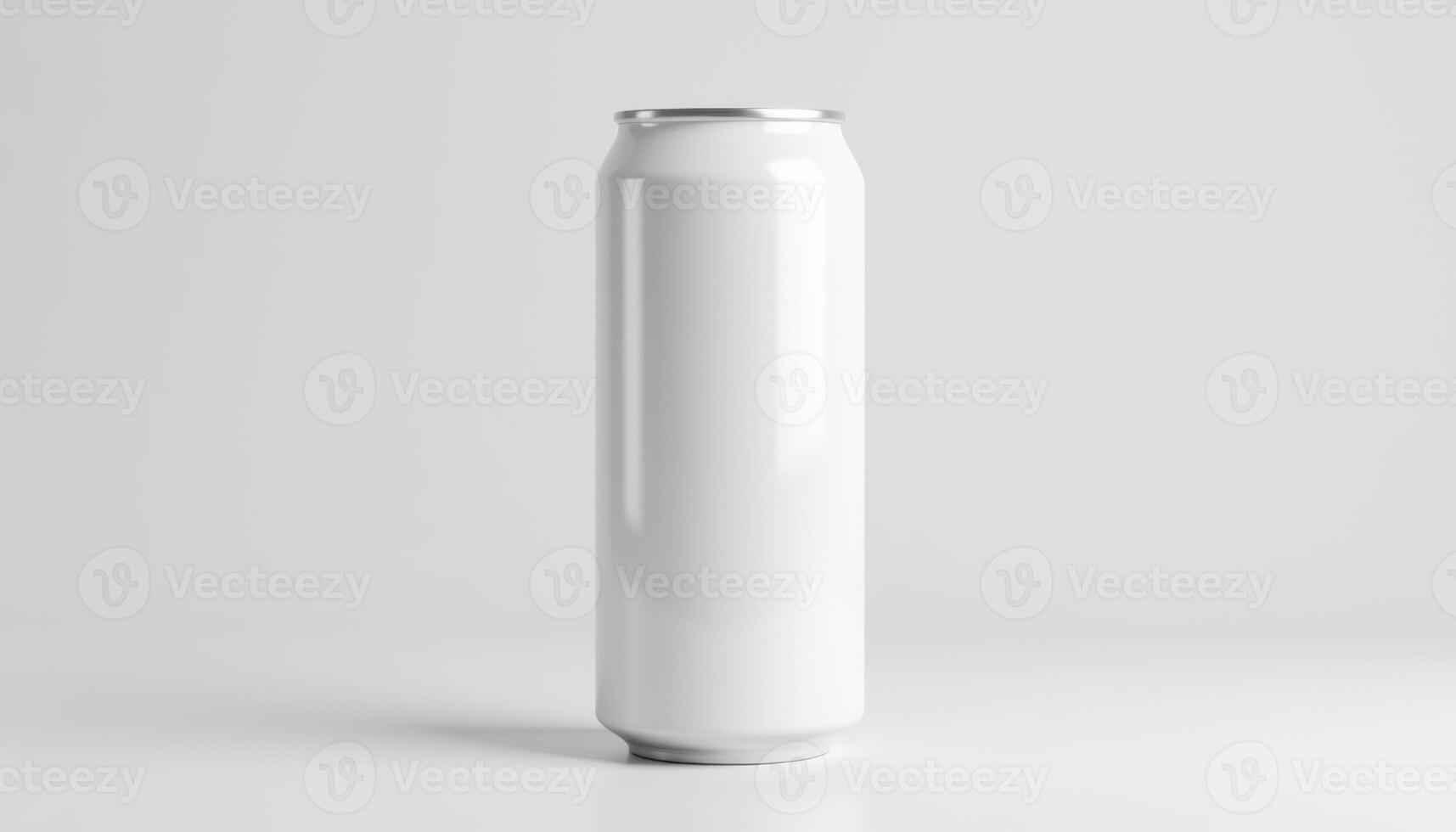 Modern White Beverage or Soda Can on Minimalist Background photo