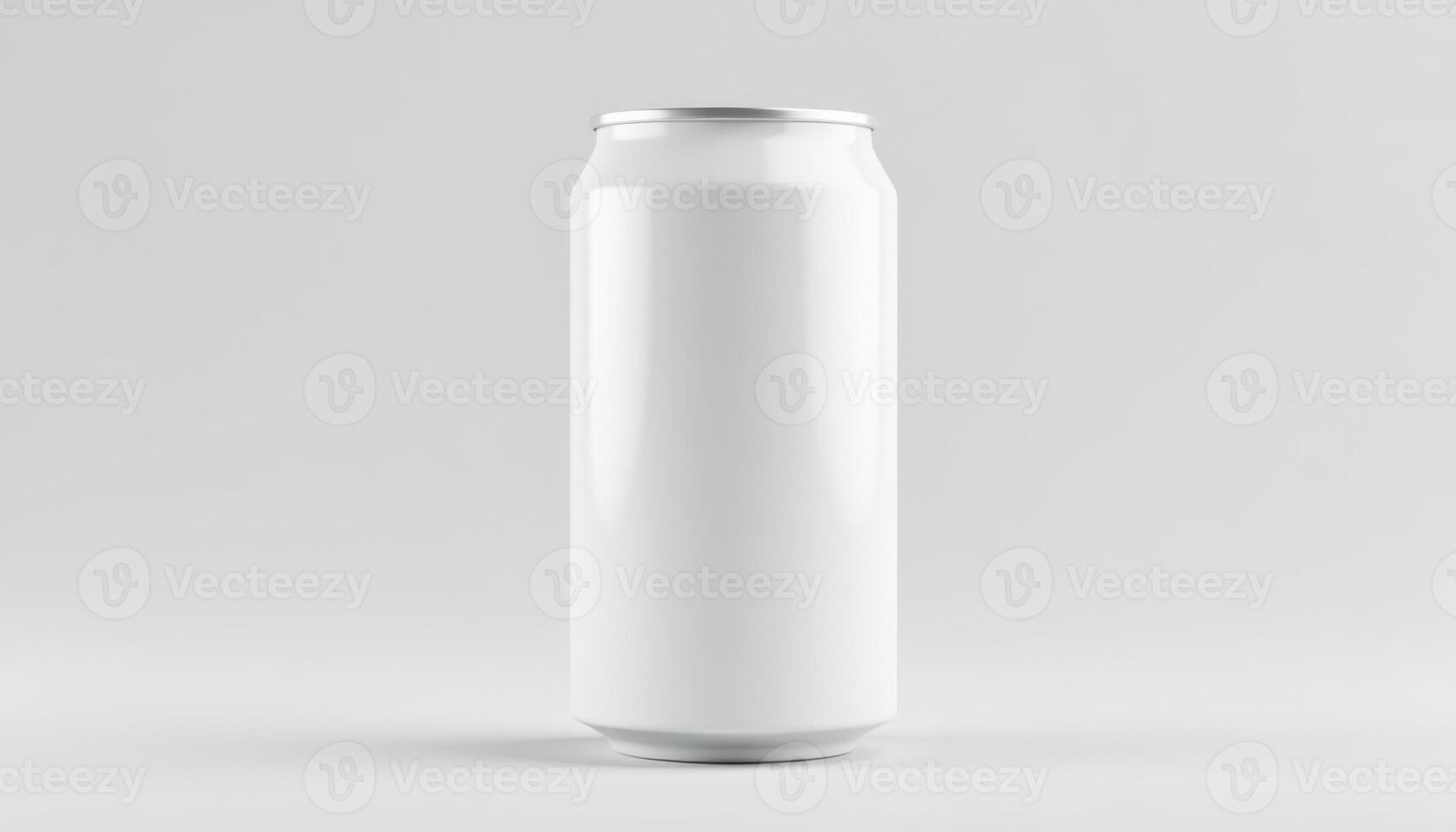 A white can of beer on a plain surface photo