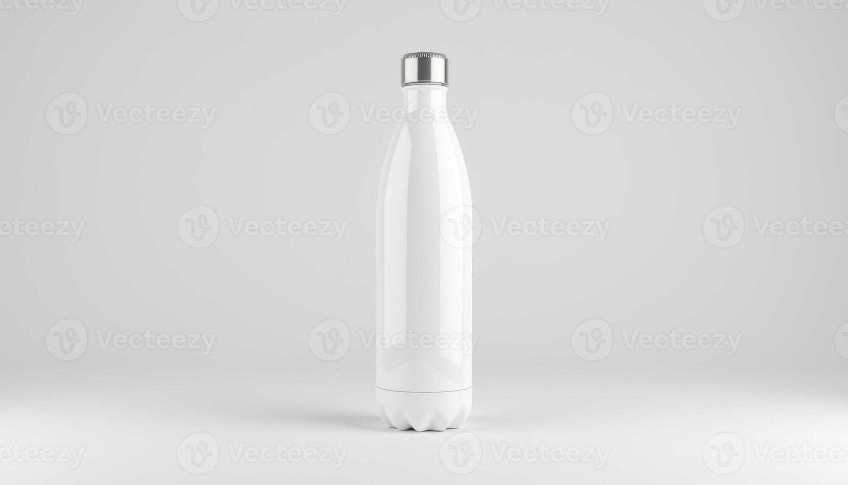 A white plastic bottle with a metal cap photo