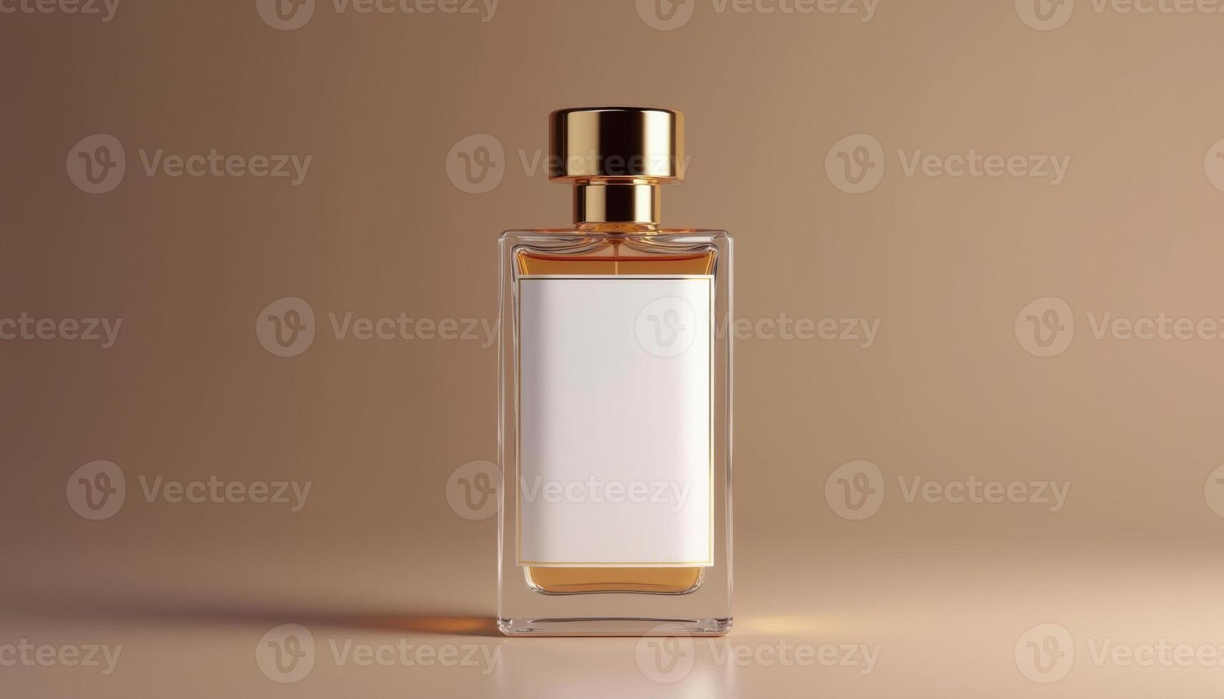 3d rendering of perfume bottle on brown background photo