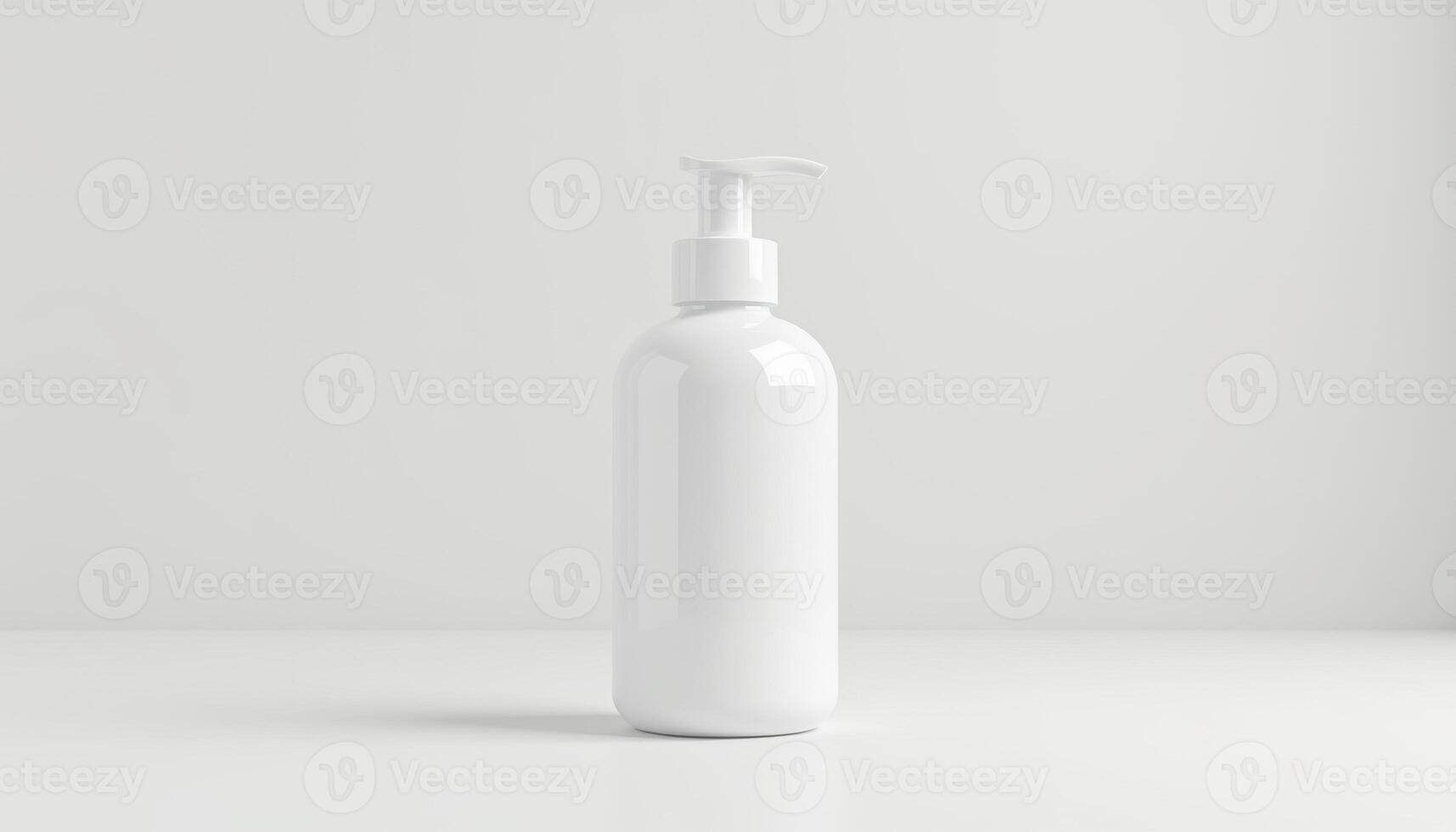 White plastic bottle with soap on a table photo