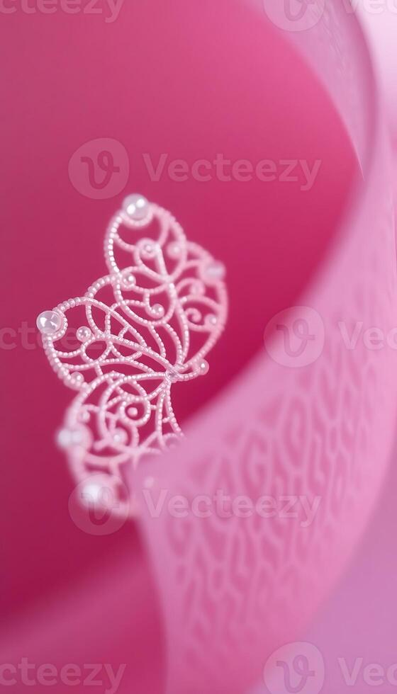 close up of a pink vase with a decorative design photo
