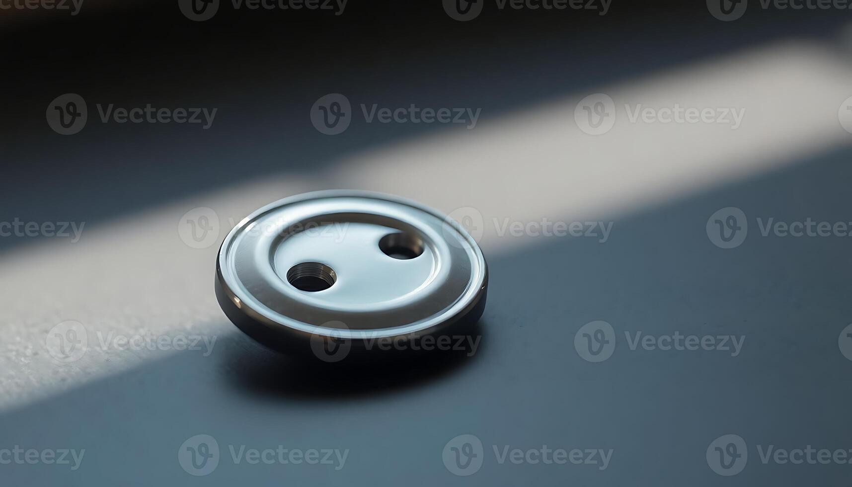 close up of a button on a table photo
