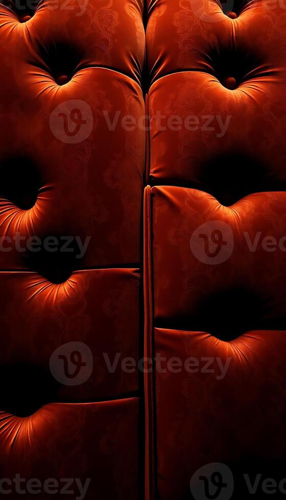 close up of a red couch with a black background photo