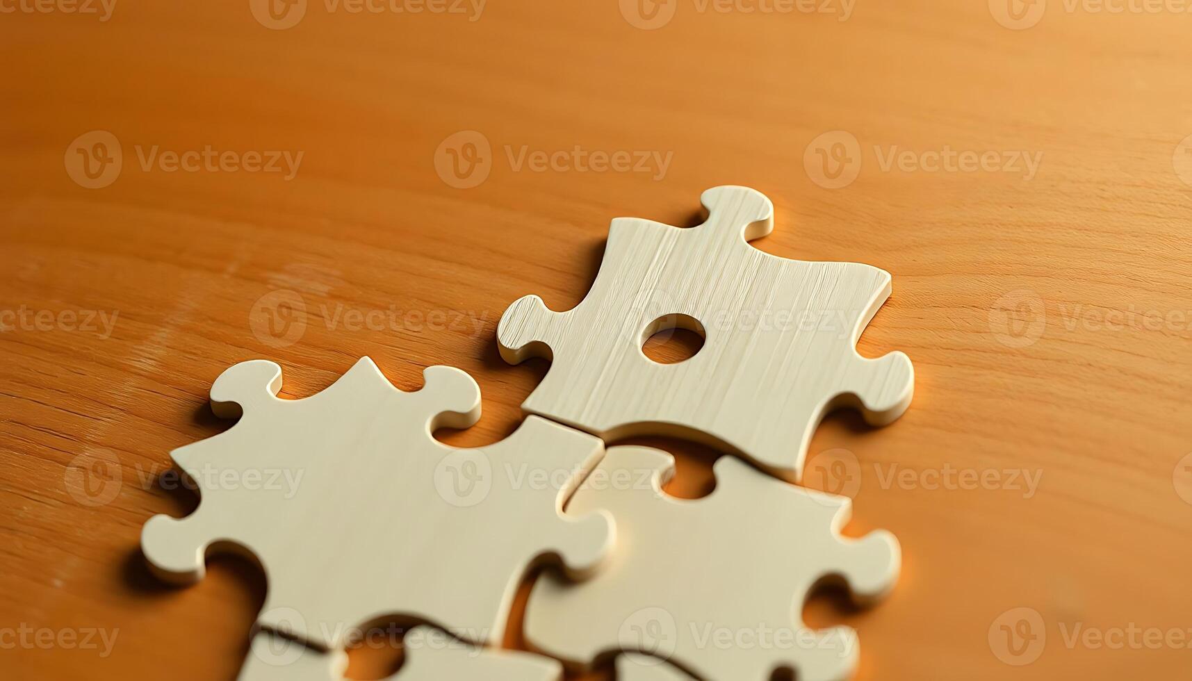 close up of a puzzle piece on a table photo