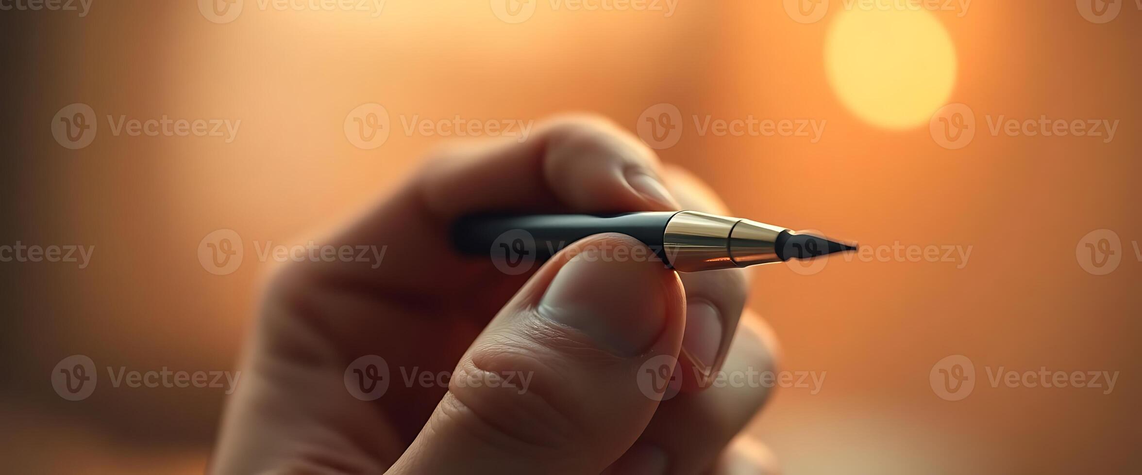person holding a pen in their hand photo