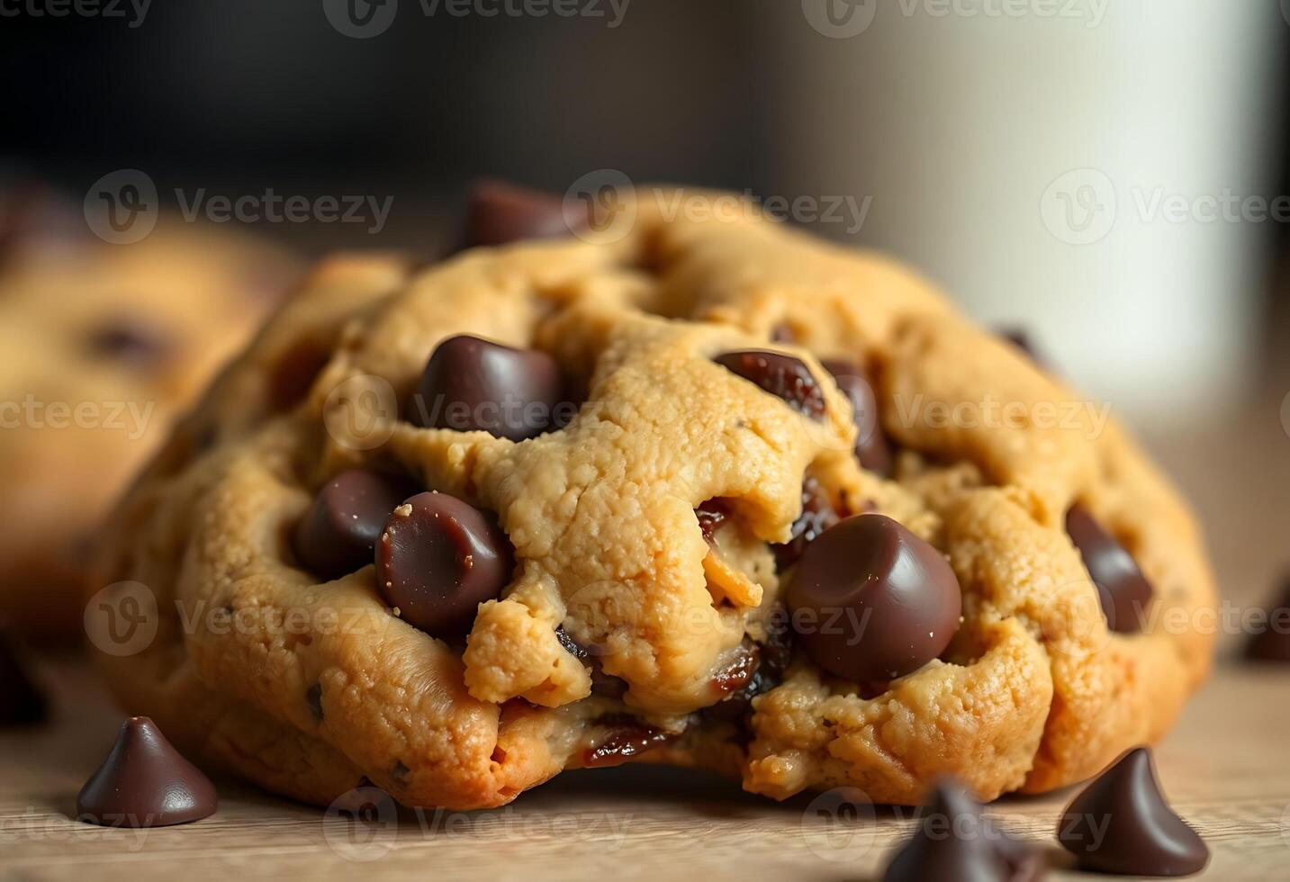 chocolate chip cookie with a bite taken out of it photo