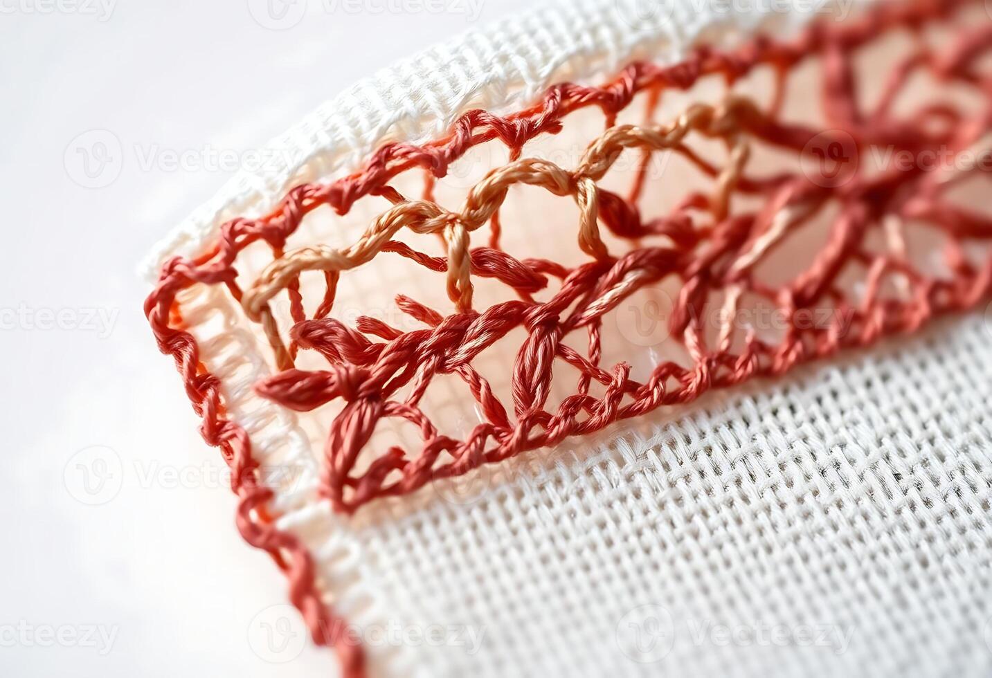 close up of a piece of red thread photo
