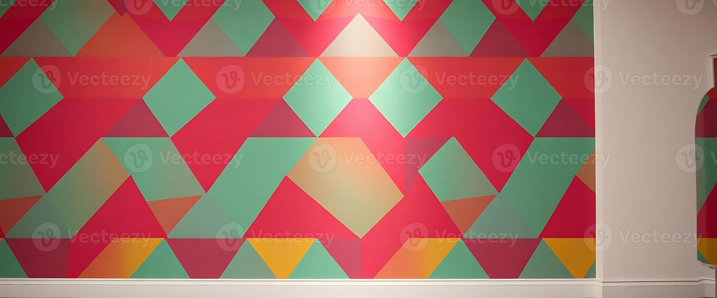 colorful wall with a vase next to it photo