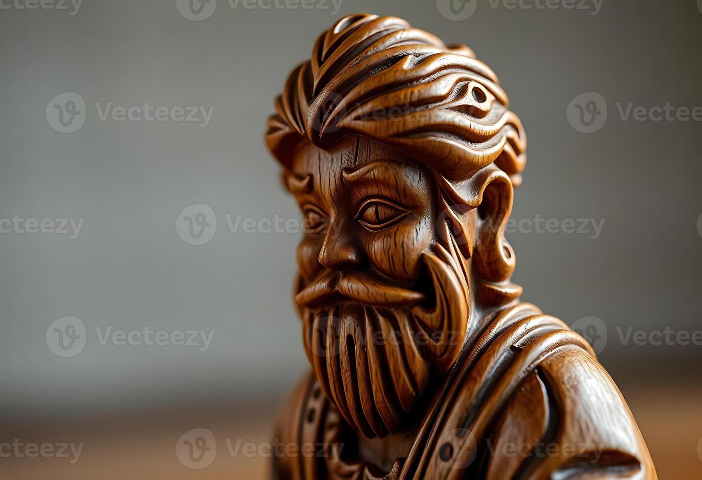 wooden statue of a man with a beard photo