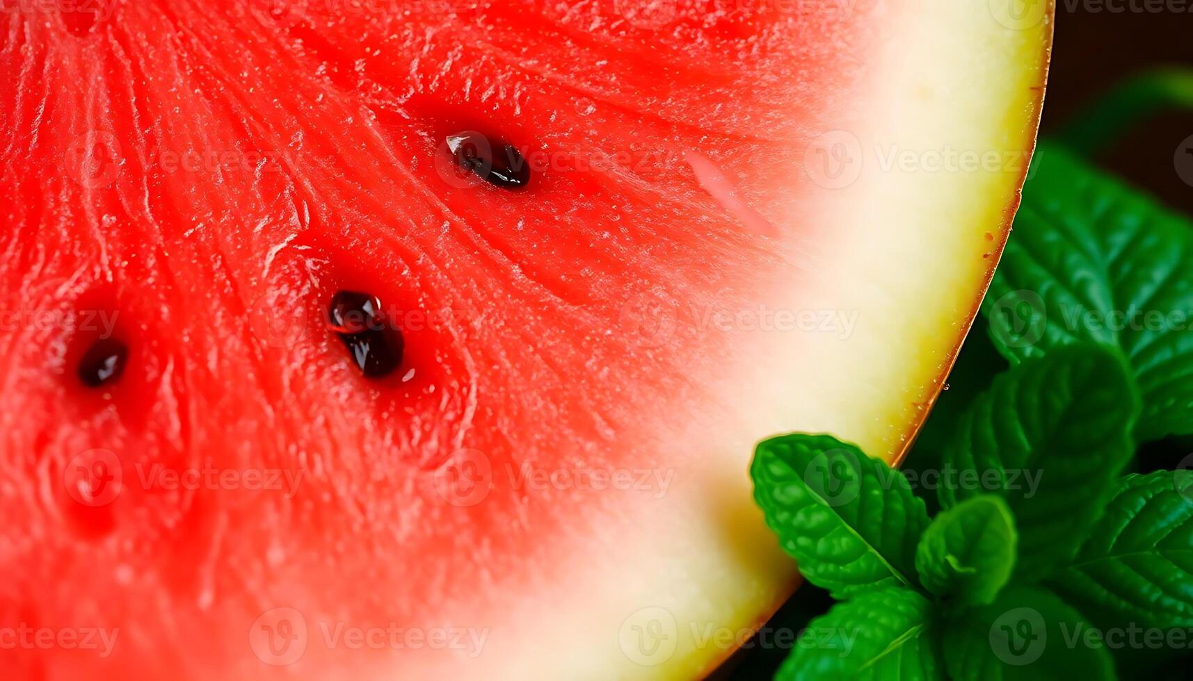 slice of watermelon with mint on the side photo