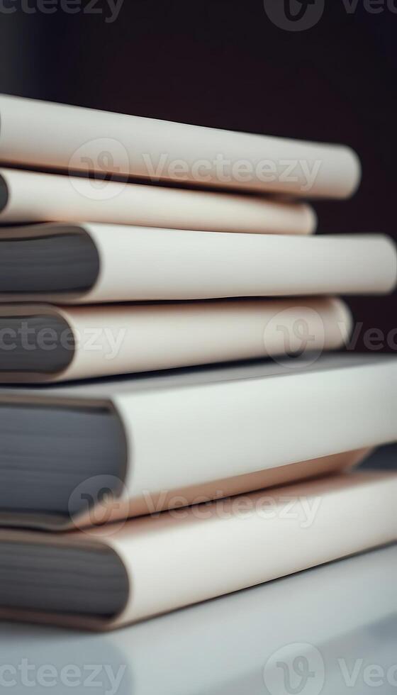 stack of books sitting on top of a table photo