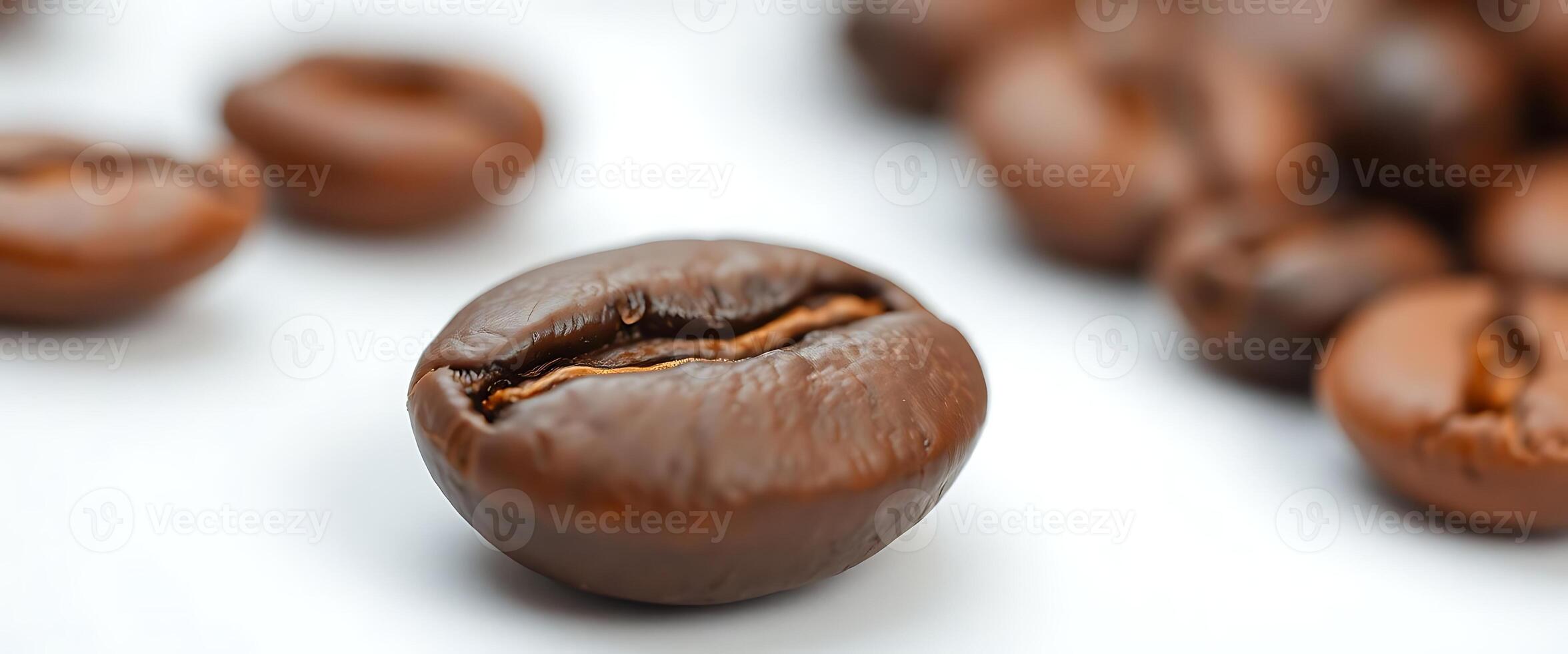 close up of a coffee bean on a white surface photo
