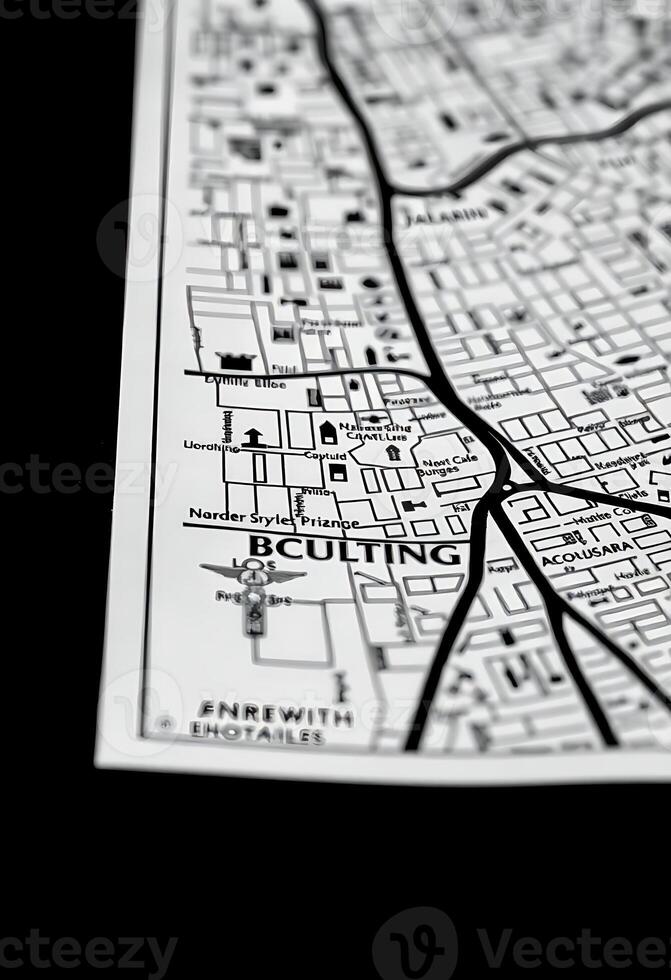 close up of a map of a city photo