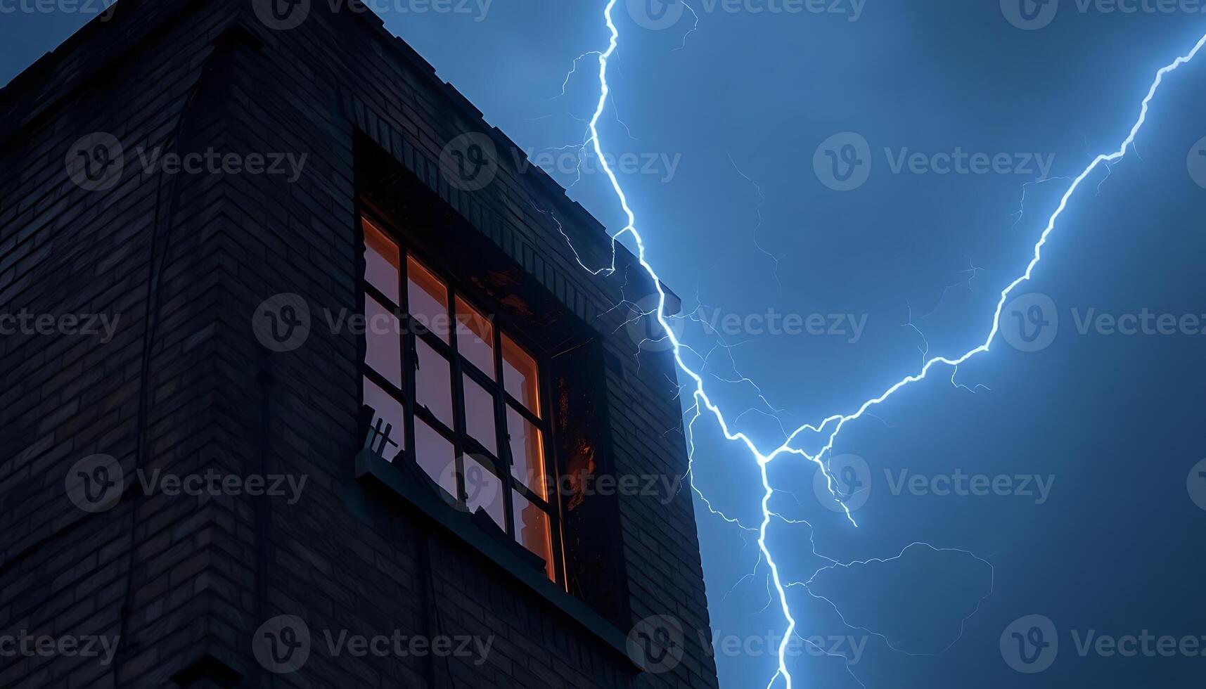 building with a lot of lightning in the sky photo