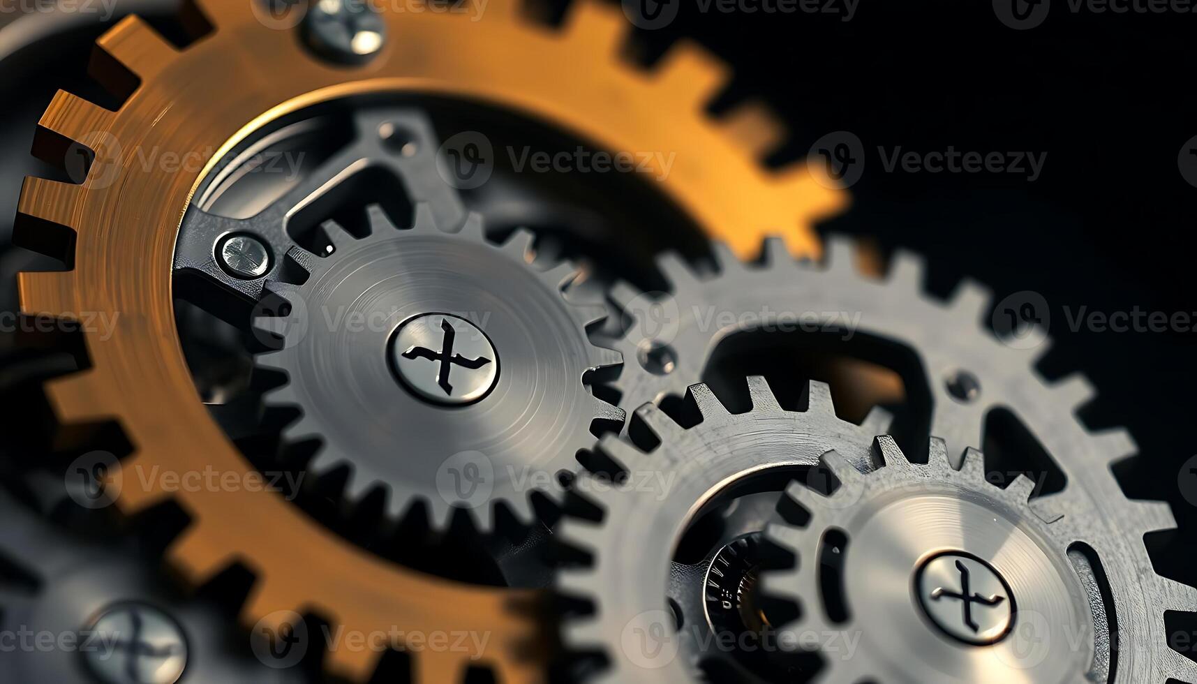 close up of the gears of a clock photo