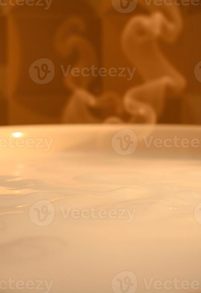 close up of a white plate with smoke coming out of it photo