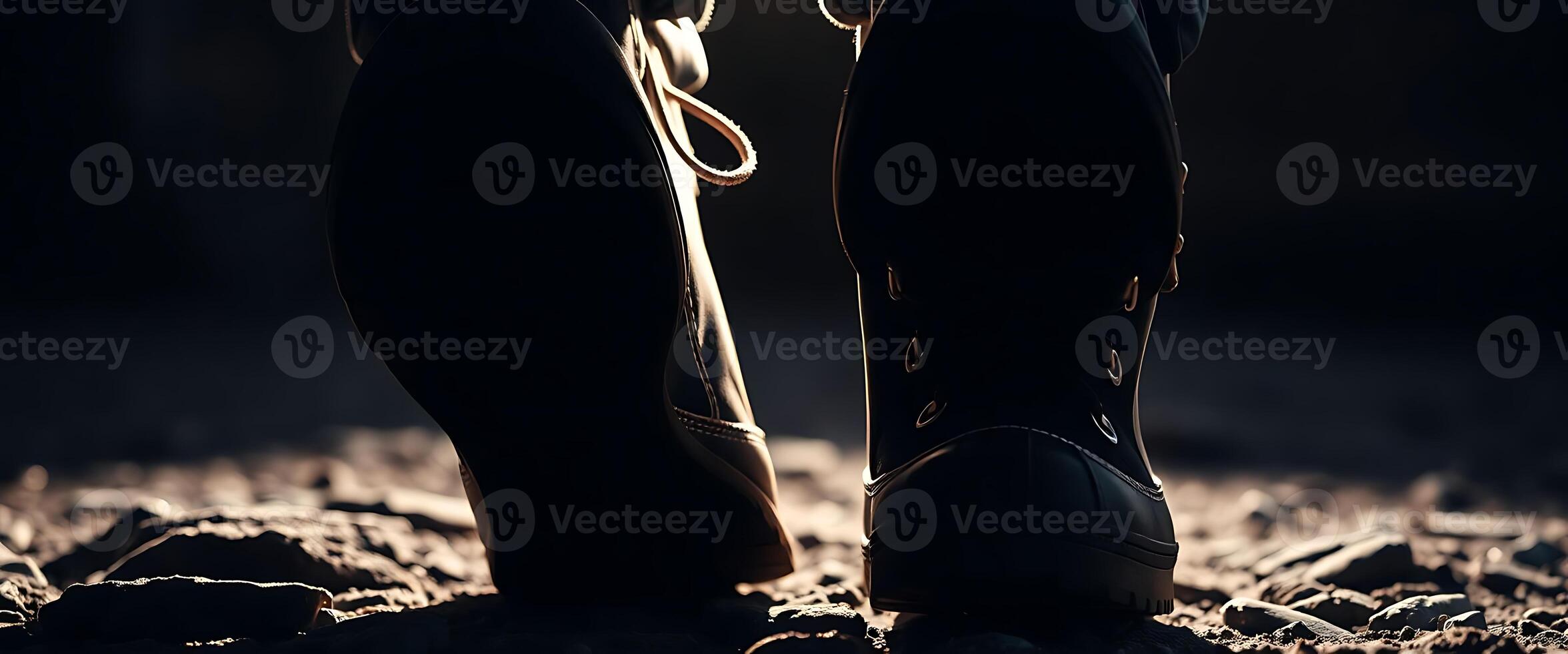 person standing on top of a rocky ground photo