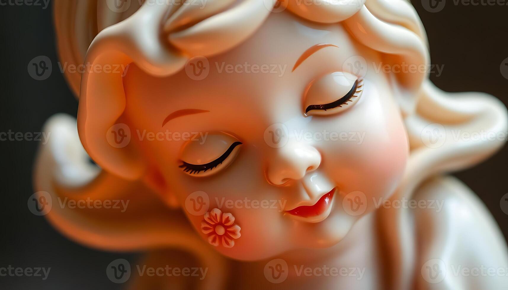 close up of a figurine of a child with eyes closed photo