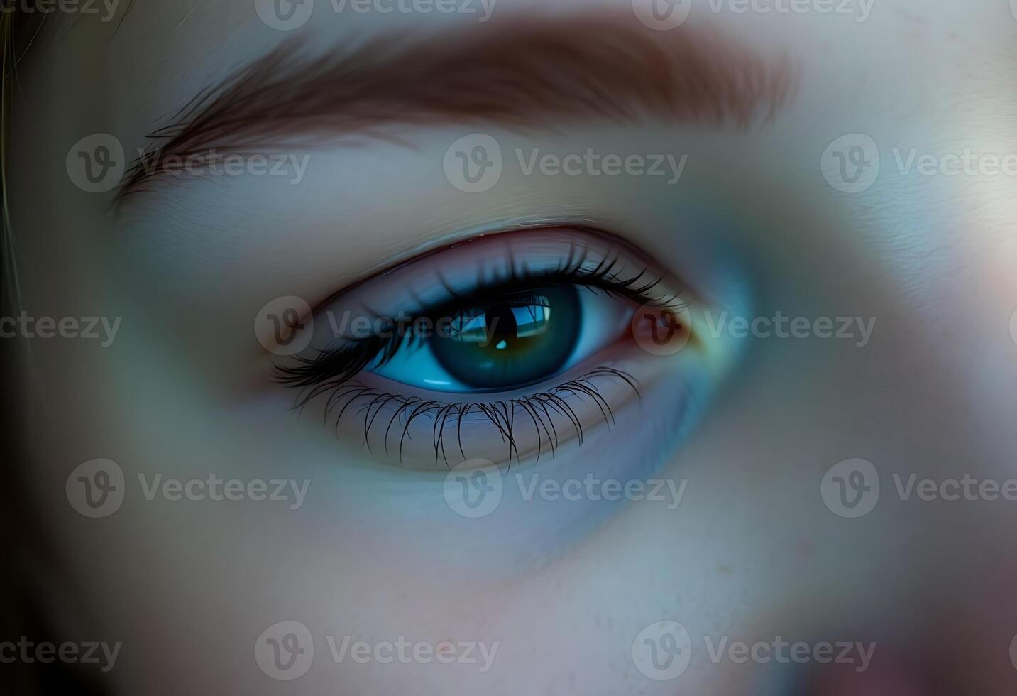 close up of a person's blue eye photo