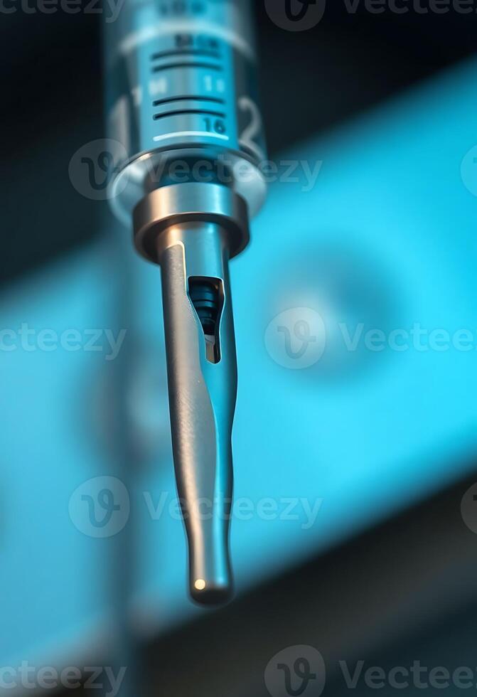close up of a drill with a blue background photo