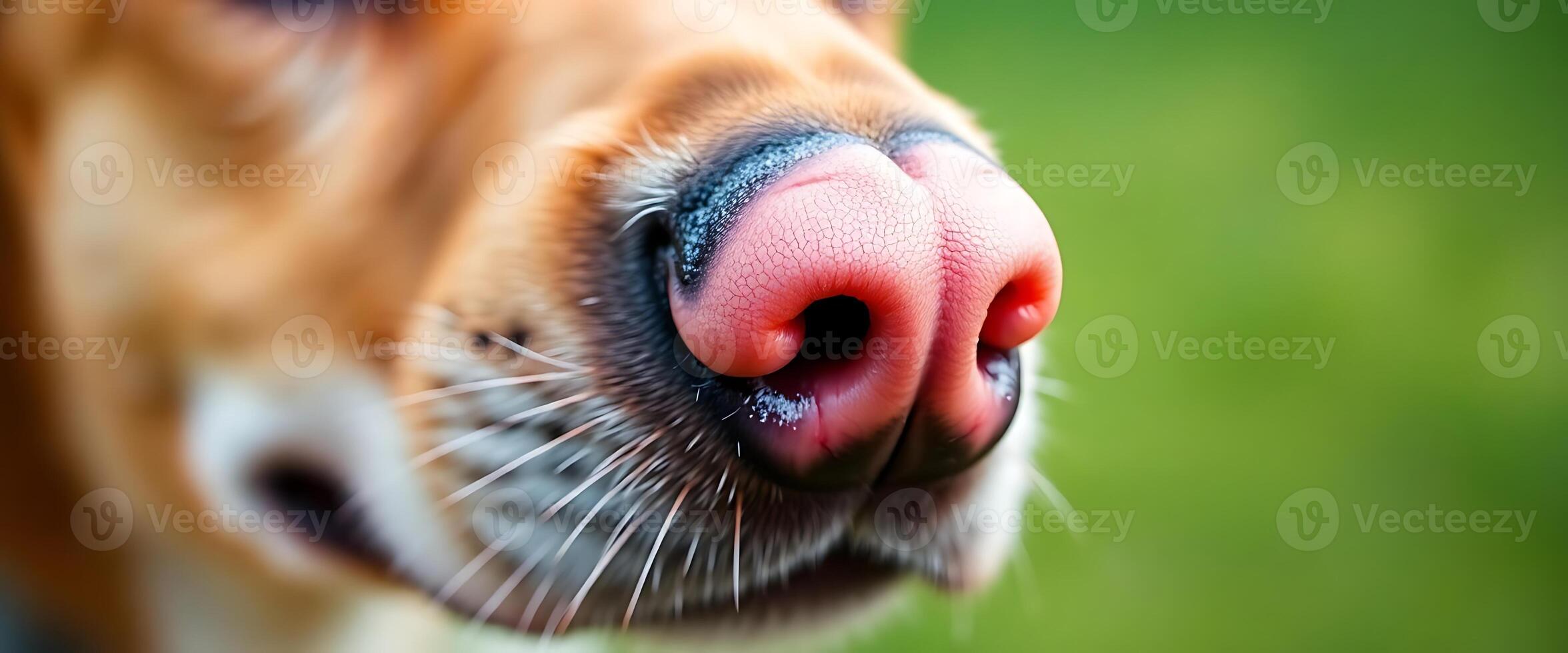 close up of a dog's nose with it's tongue sticking out photo