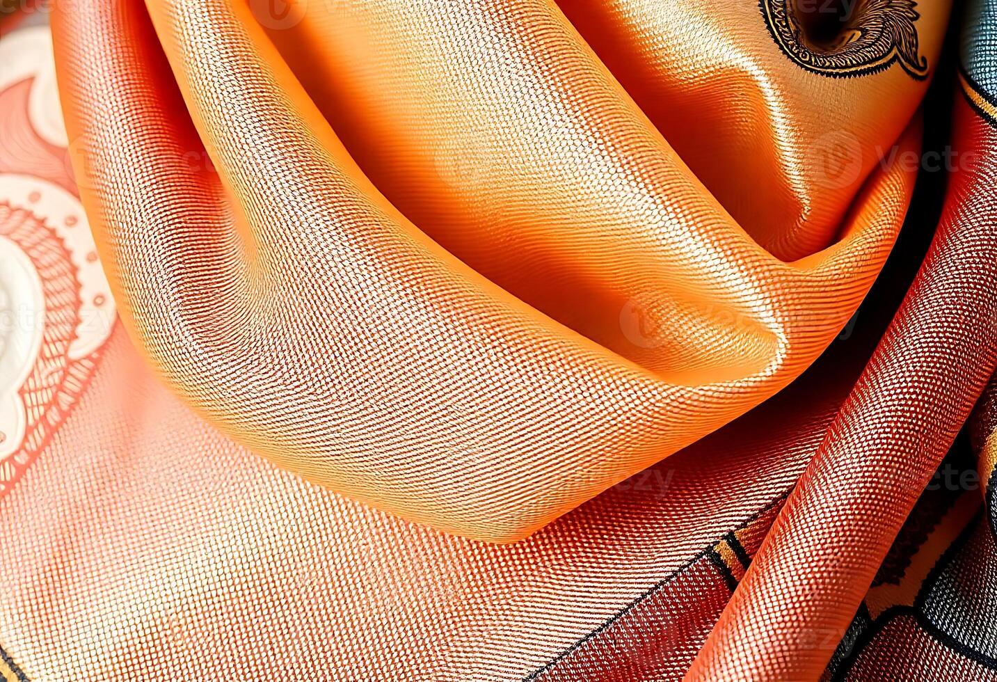 close up of an orange and blue scarf photo