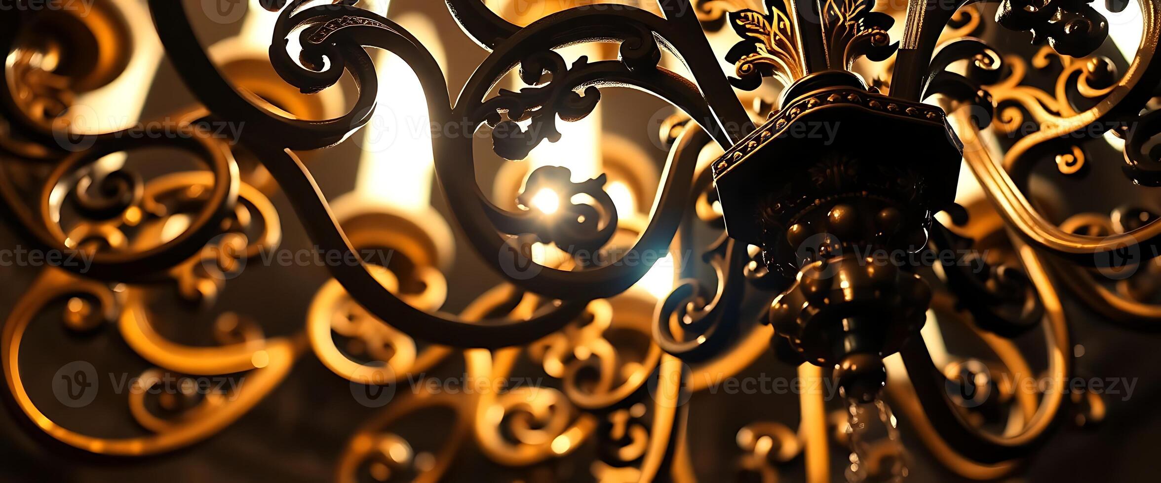 close up of a chandelier with lights in the background photo