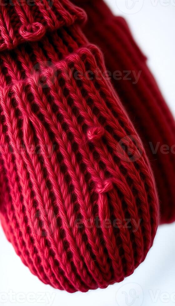 close up of a red knitted bag photo