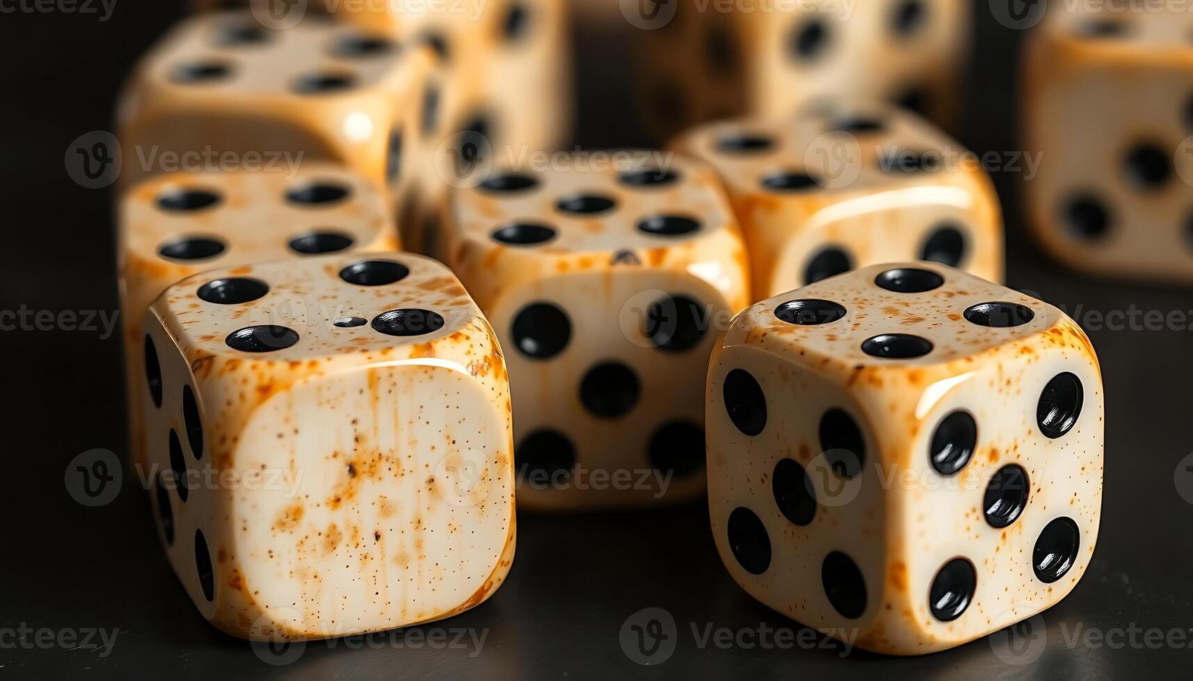 group of dices sitting on top of a table photo
