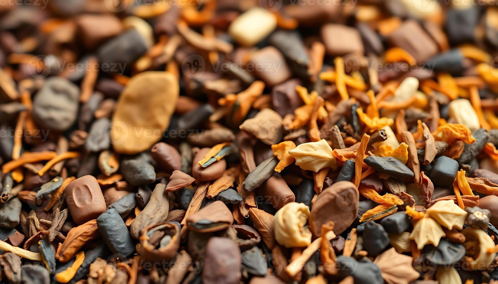 close up of a mixture of different types of seeds photo
