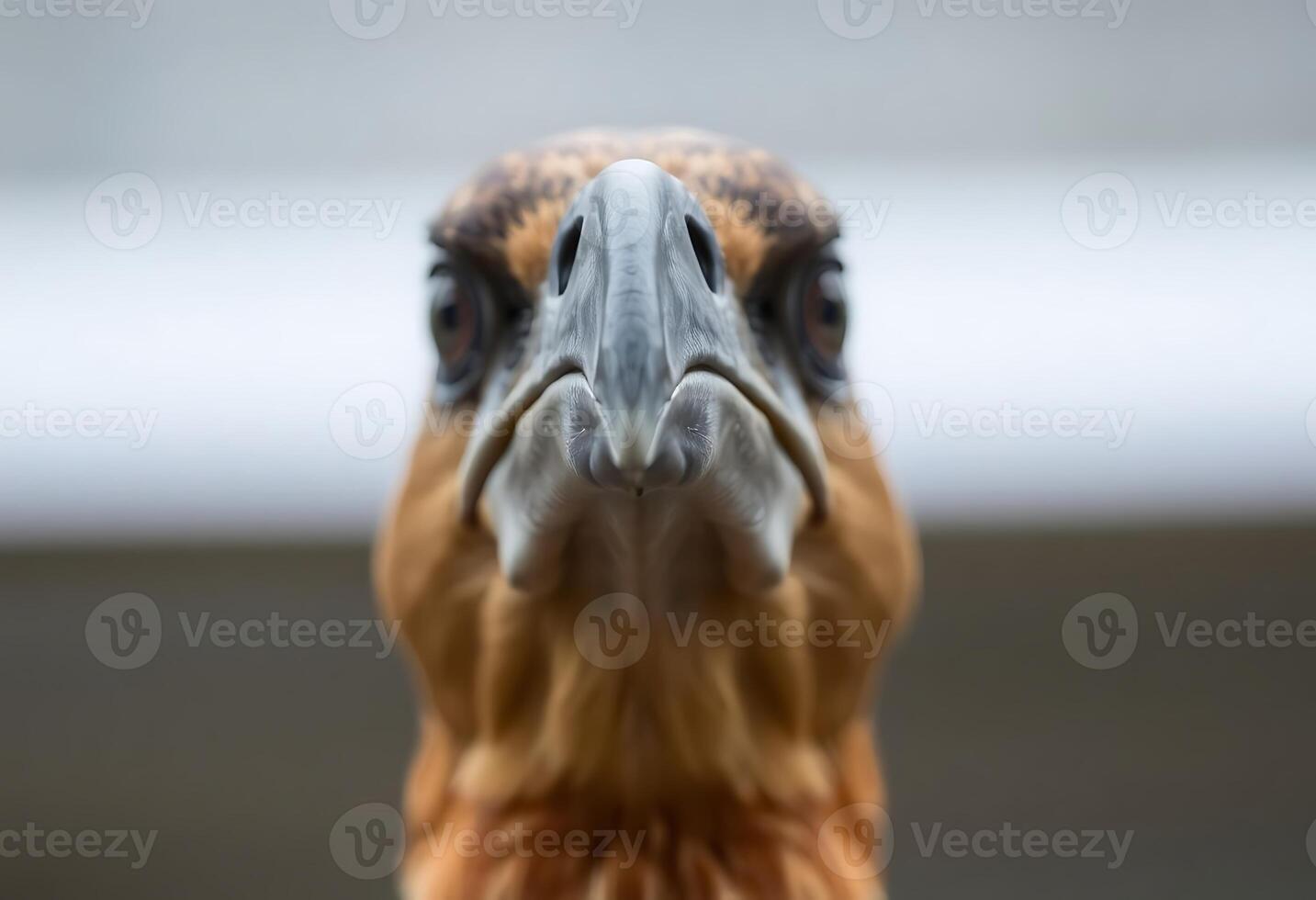 close up of a bird's face with a blurry background photo