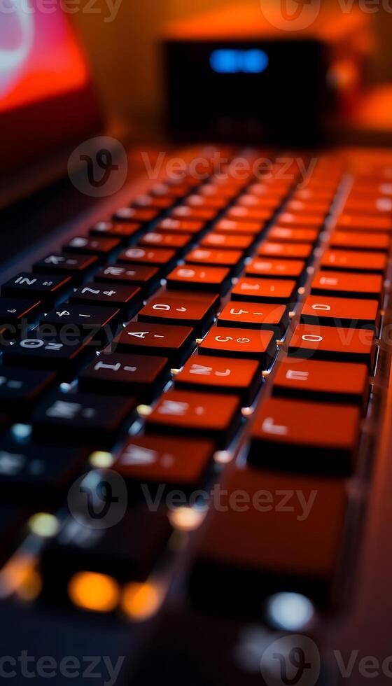 close up view of a laptop keyboard photo
