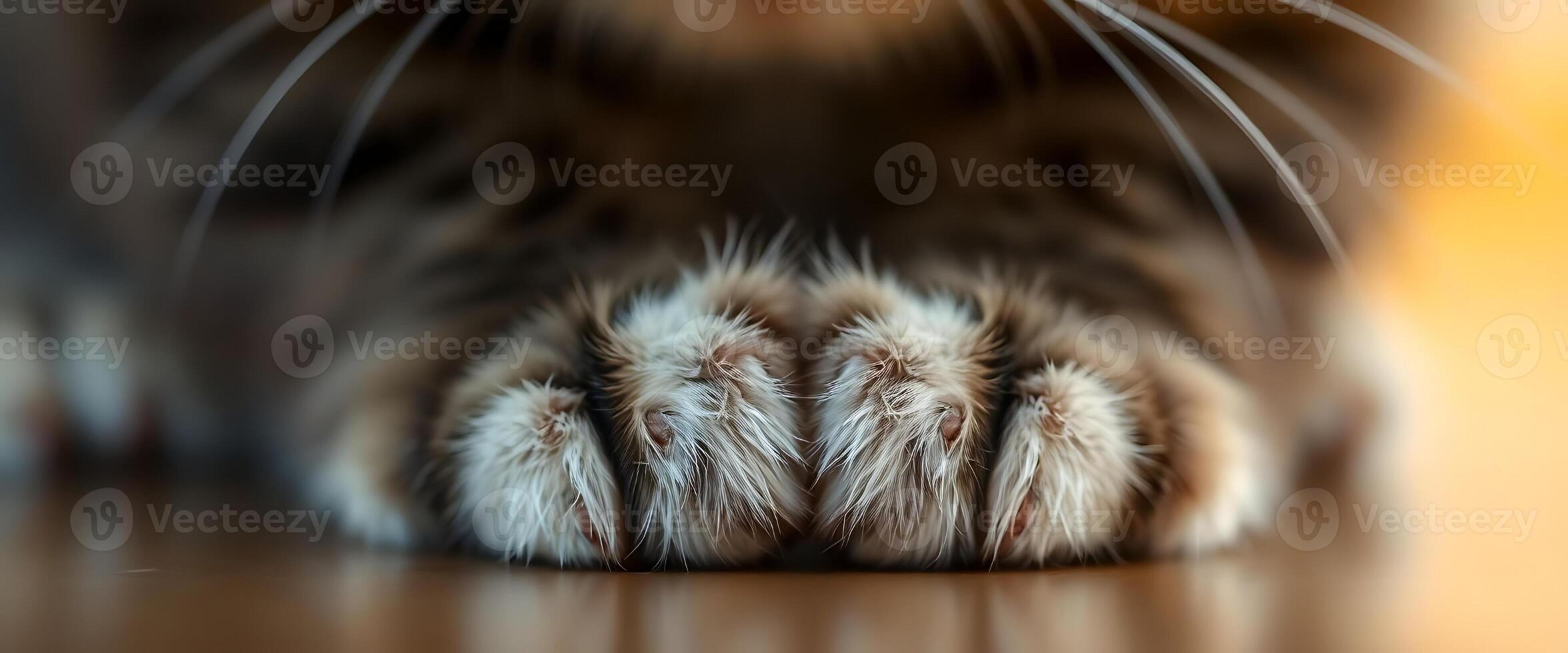 close up of a cat's paw on a table photo