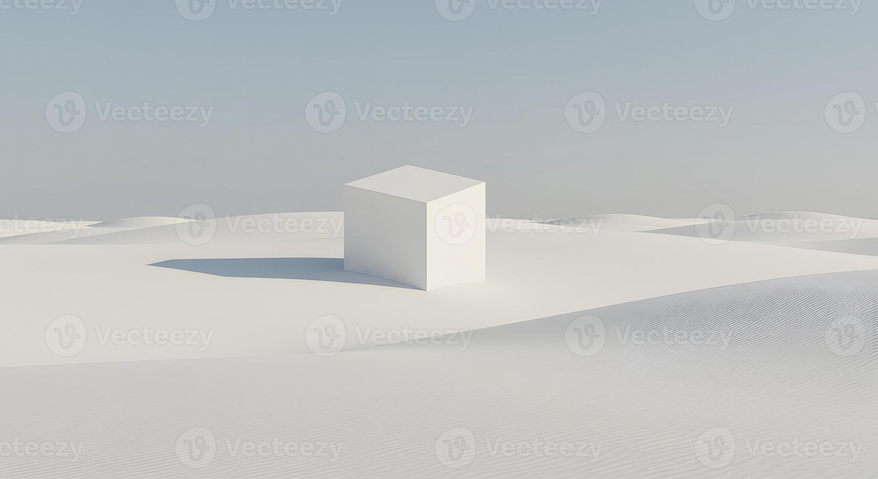 A cube sitting in the middle of a desert photo