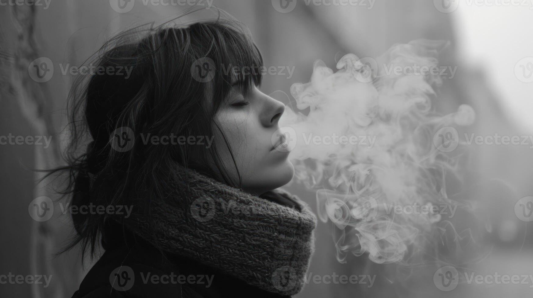 Woman Exhaling Smoke photo