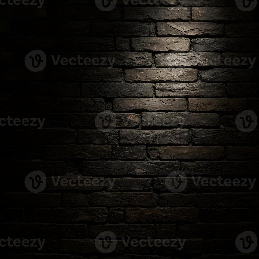 Dark brick wall background with light source photo