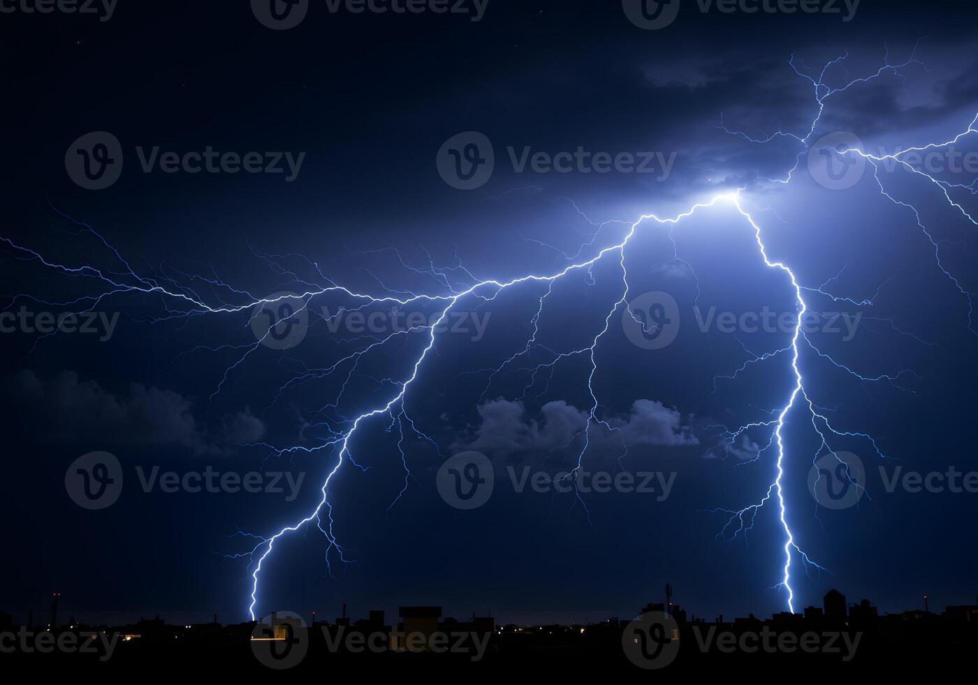 Dramatic Lightning Storm at Night Thunder, Weather, Electricity, Dark Sky, Powerful Nature, Flash photo
