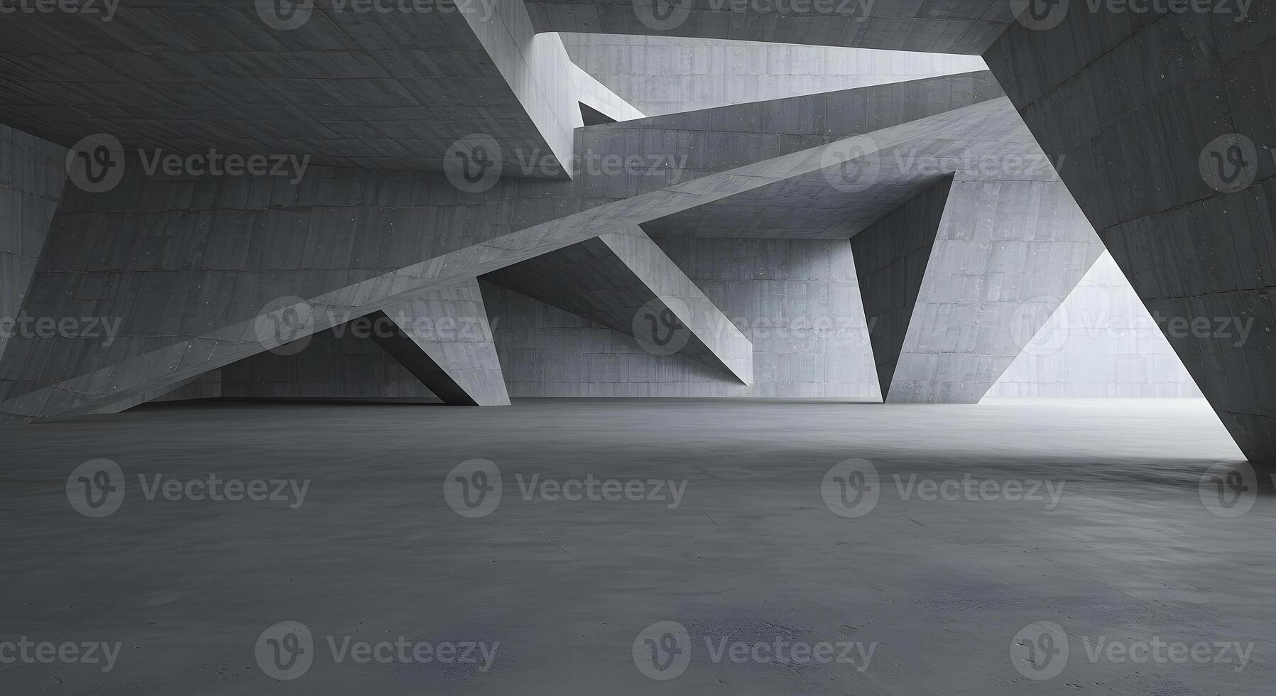 An empty room with concrete walls and a large ceiling photo
