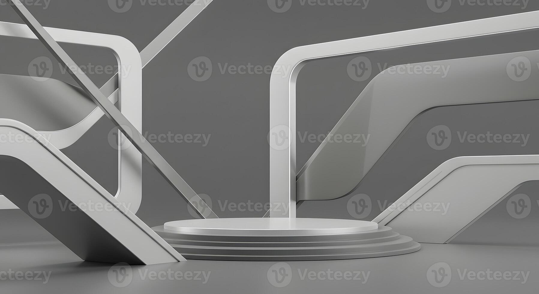 A white and gray 3d rendering of a podium photo