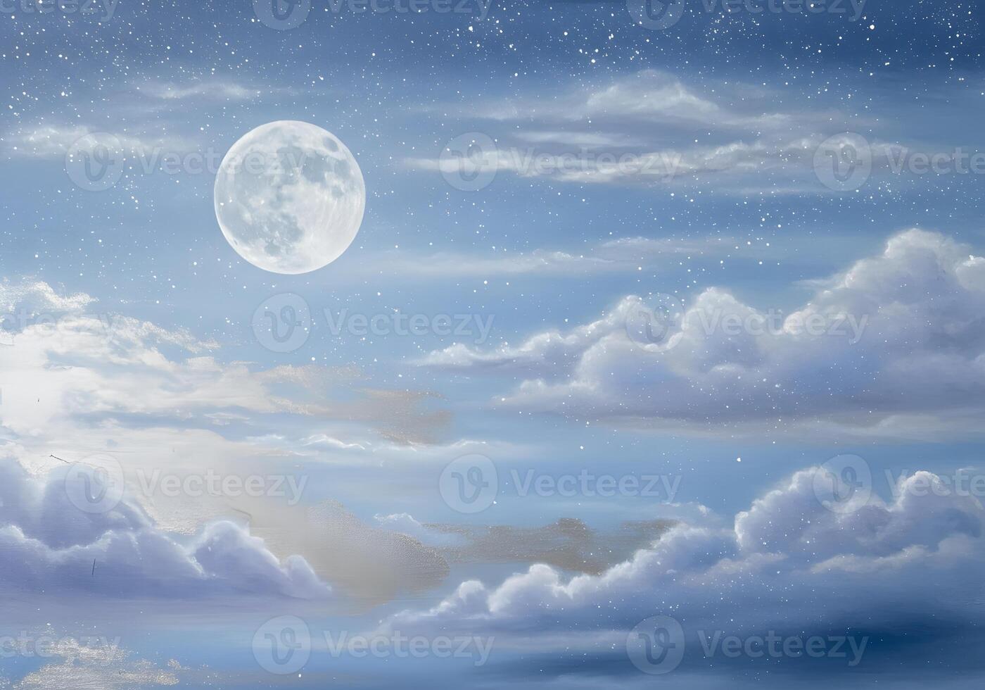 A painting of a full moon in the sky photo