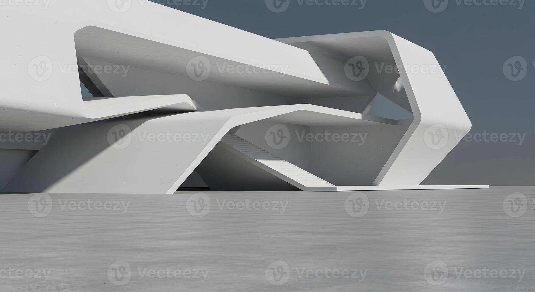 A 3d rendering of a building with curved walls photo