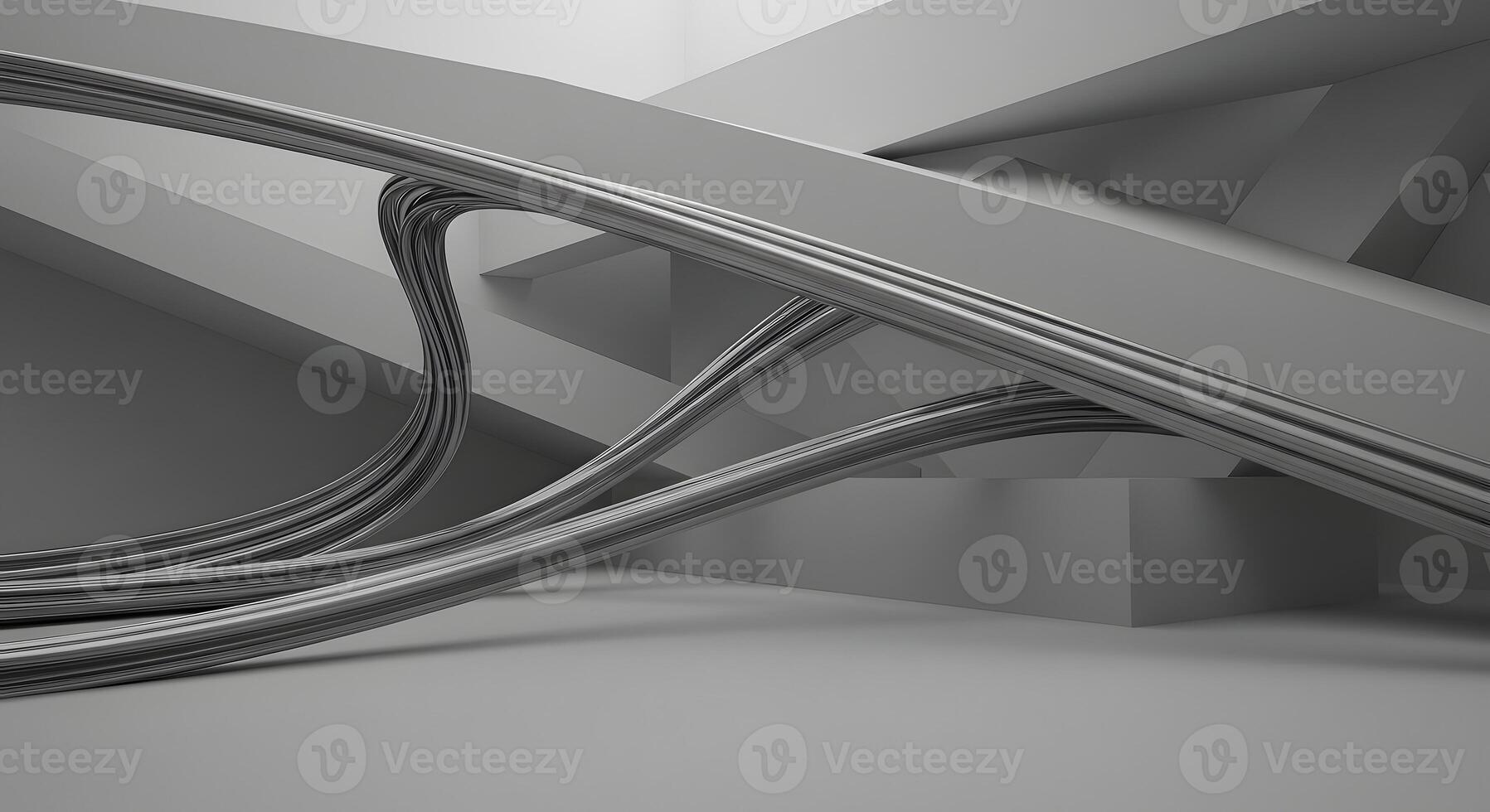 A 3d rendering of a curved wall with wires photo